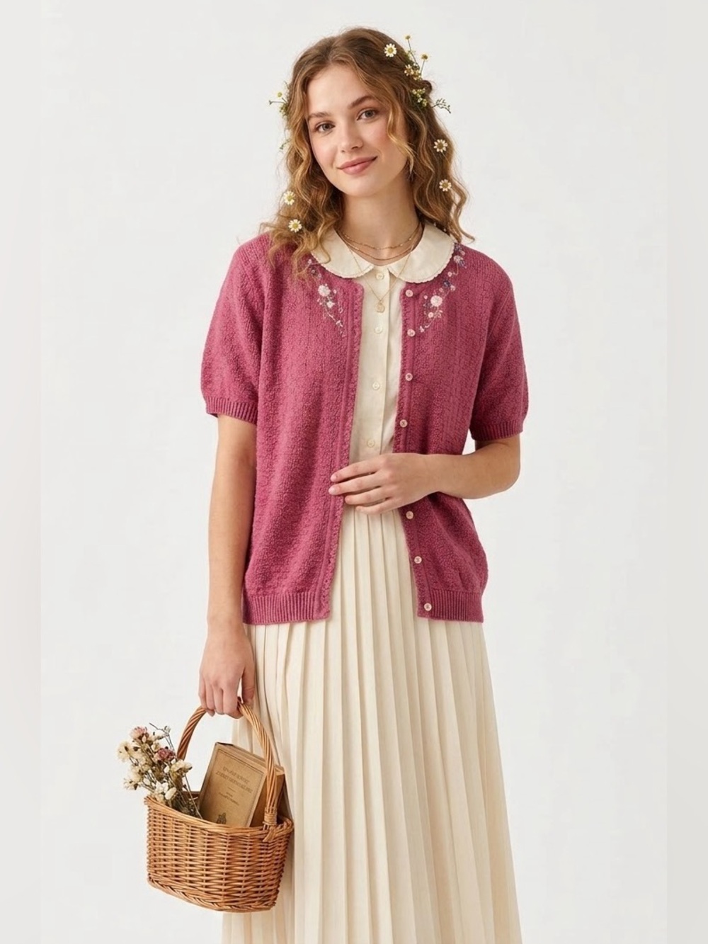 Vintage Northern Reflection Grannycore Floral Knit Cardigan Cottagecore Coquette